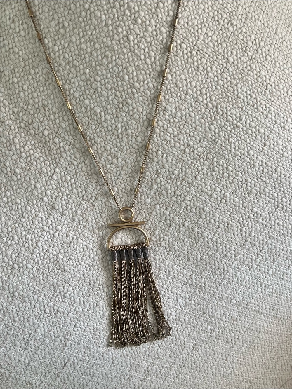 Stella & Dot Gold Tassel Fringe Necklace